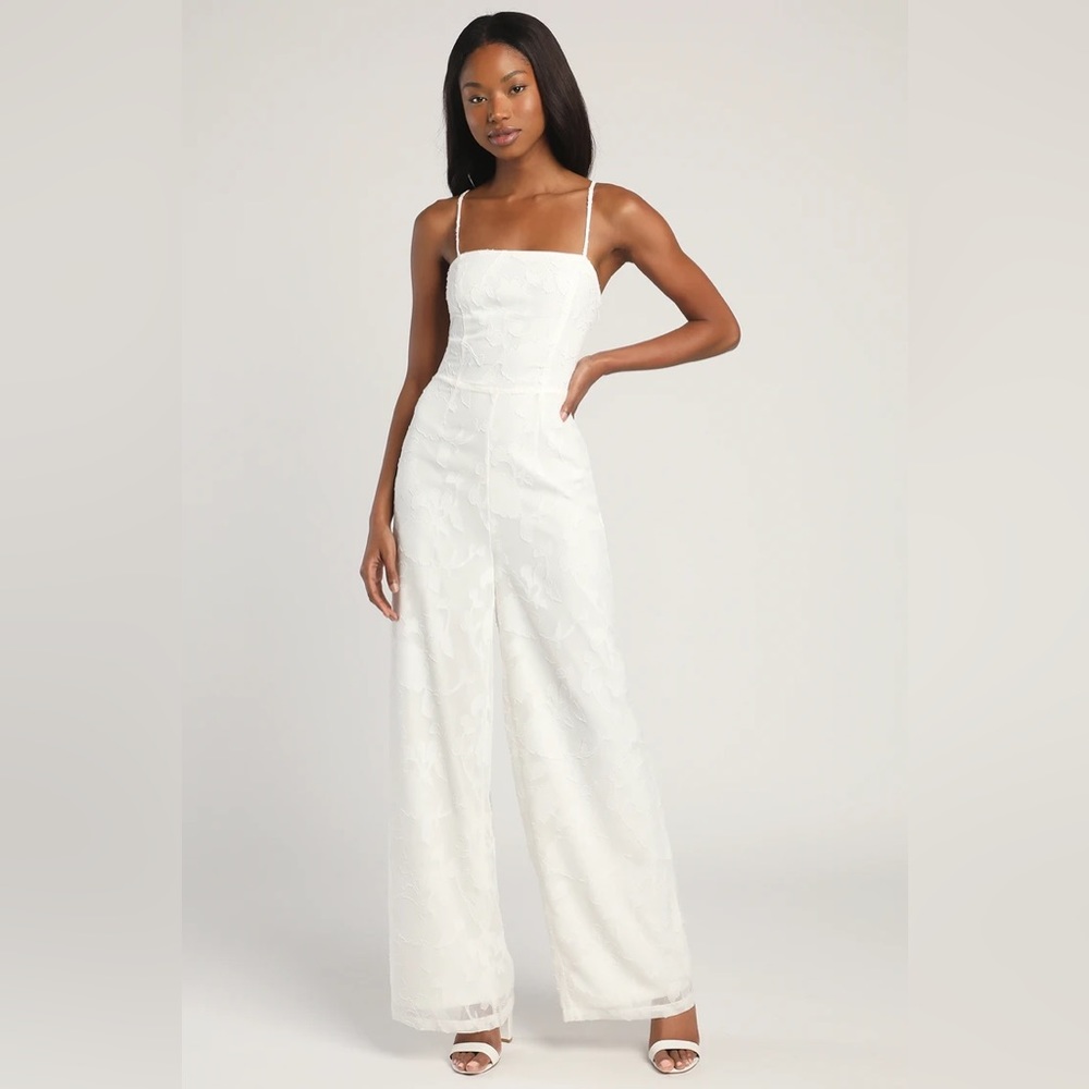 Ivory lace wide leg jumpsuit from lulus